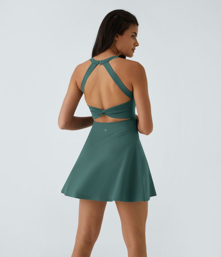 Backless Twisted Flare Dance Active Dress-Longer Length-Easy Peezy Edition