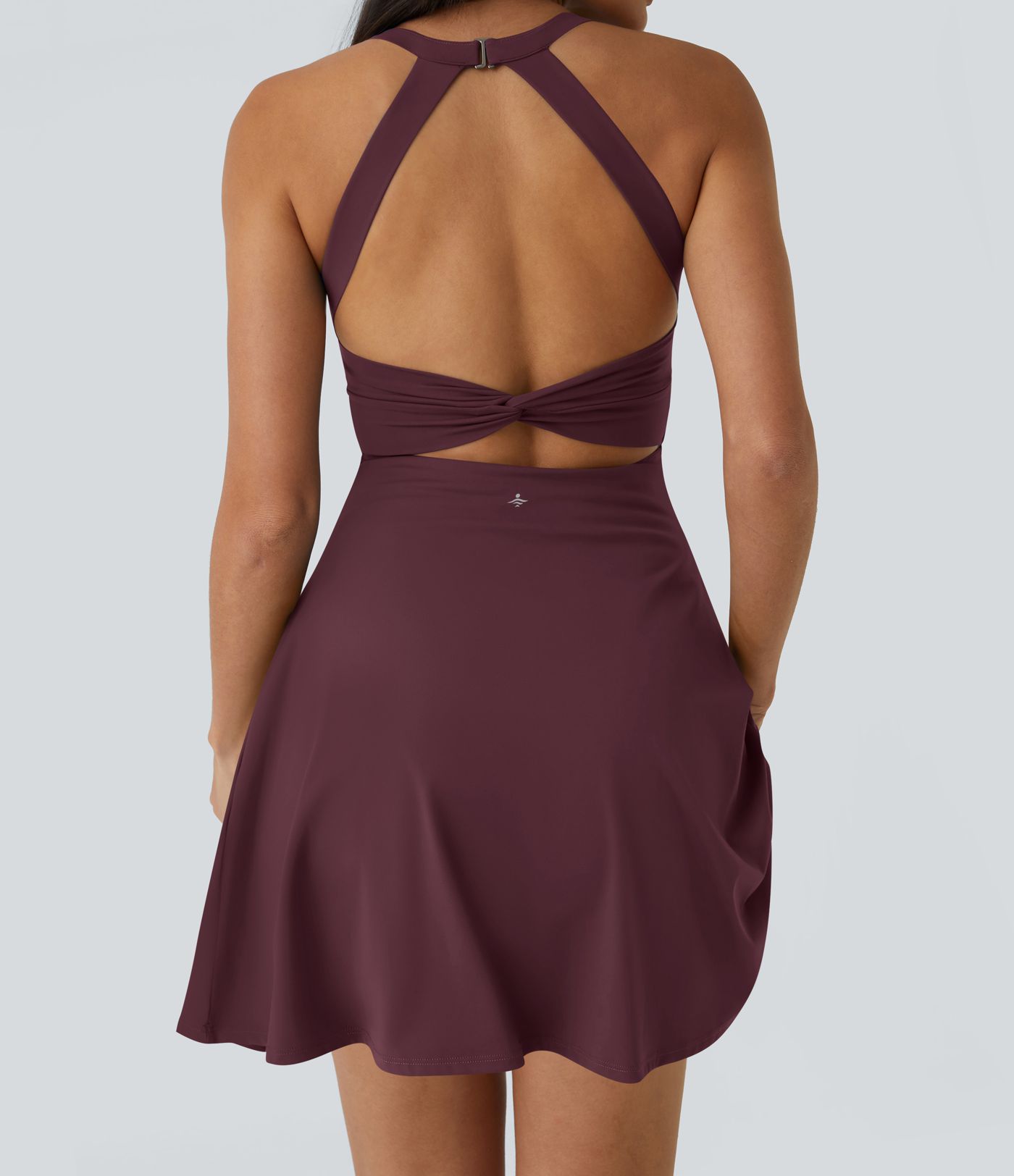 Backless Twisted Flare Low Support Dance Active Dress-Longer Length-Easy Peezy Edition A-C Cups