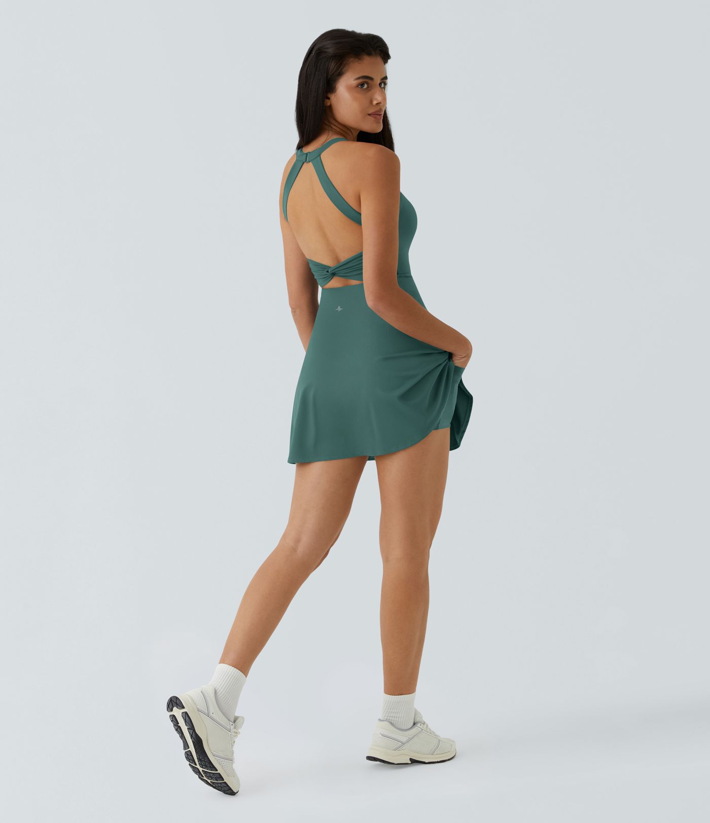 Backless Twisted Flare Dance Active Dress-Longer Length-Easy Peezy Edition