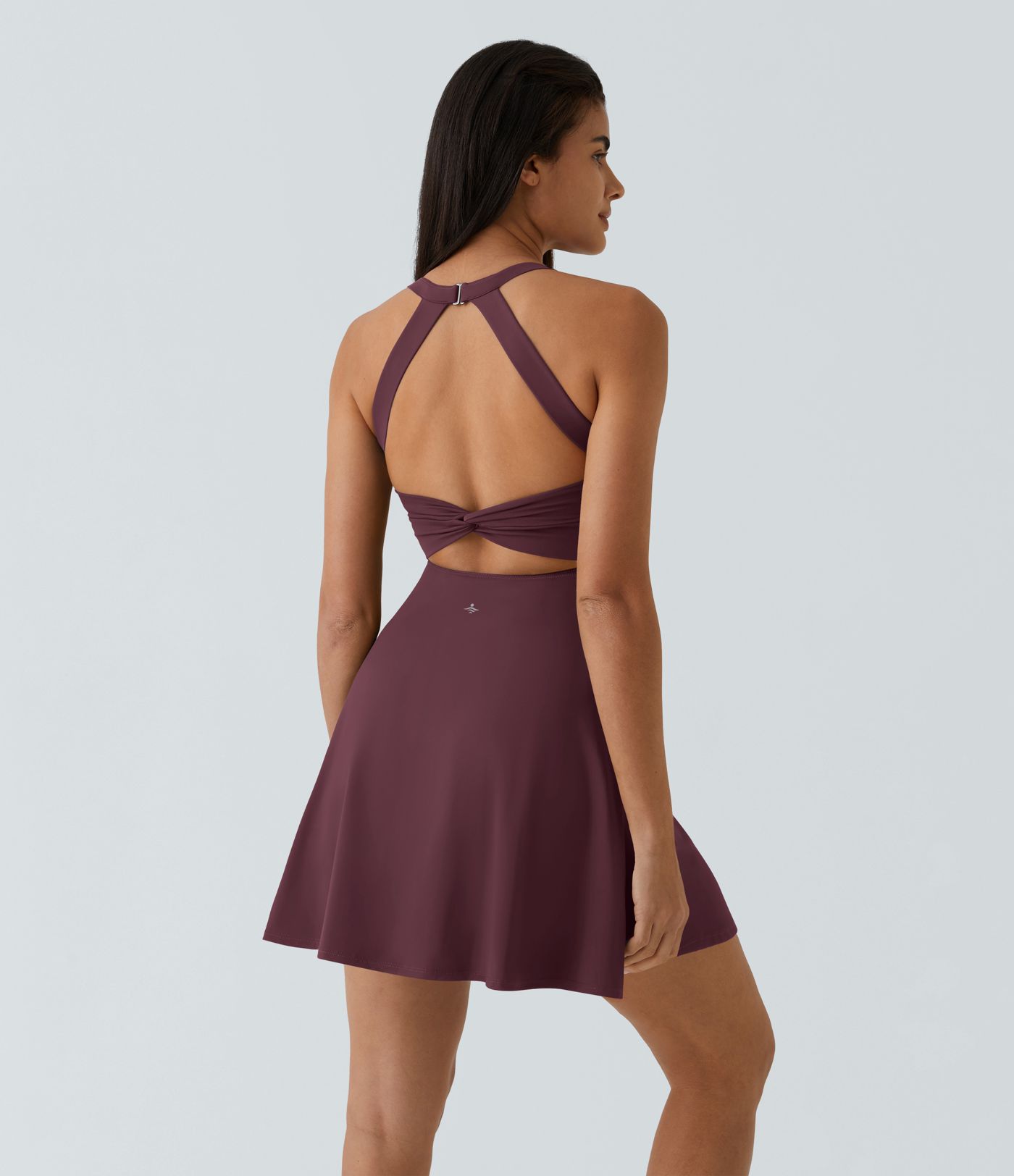 Backless Twisted Flare Low Support Dance Active Dress-Longer Length-Easy Peezy Edition A-C Cups