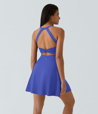 SoftlyZero™ Airy Backless Twisted Flare Low Support Dance Active Dress-Longer Length-Easy Peezy Edition A-C Cups