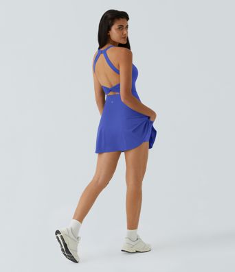 SoftlyZero™ Airy Backless Twisted Flare Low Support Dance Active Dress-Longer Length-Easy Peezy Edition A-C Cups