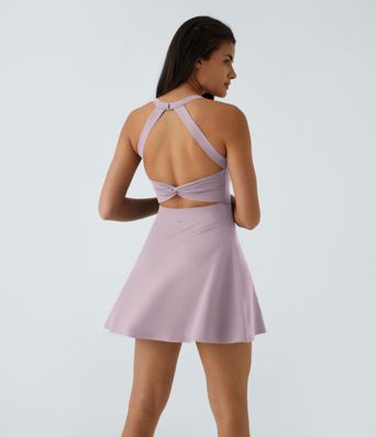SoftlyZero™ Airy Backless Twisted Flare Low Support Dance Active Dress-Longer Length-Easy Peezy Edition A-D Cups