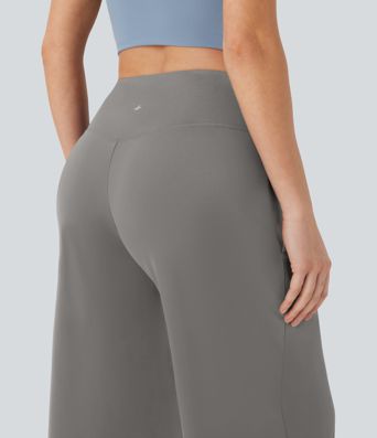 SoftlyZero™ Pantalones de Yoga Crossover de Pierna Ancha de Cintura Alta con Toque Fresco y Bolsillos