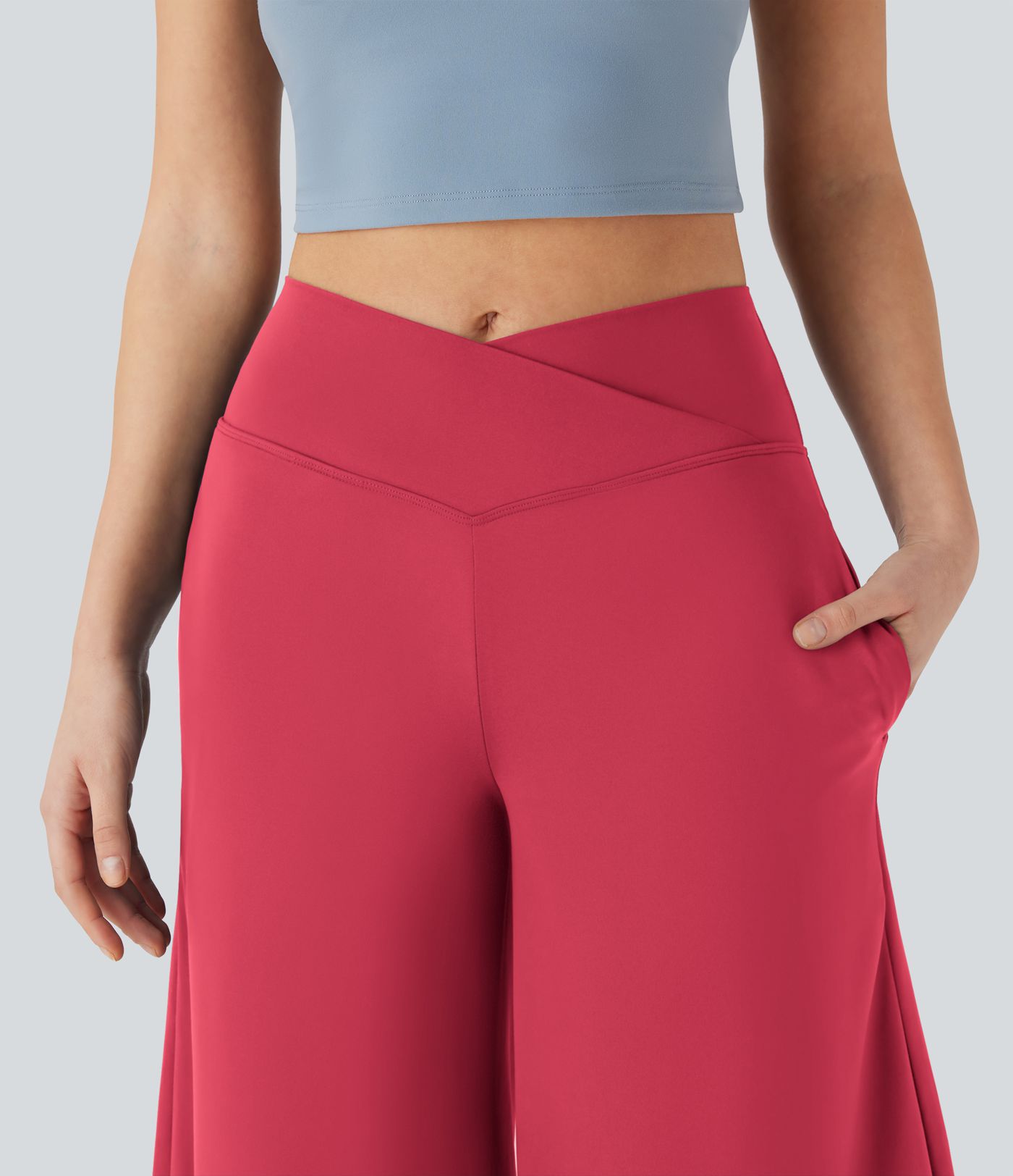 SoftlyZero™ Airy Crossover High Waisted Wide Leg Cool Touch Yoga Pedal Pusher Pants with Pockets