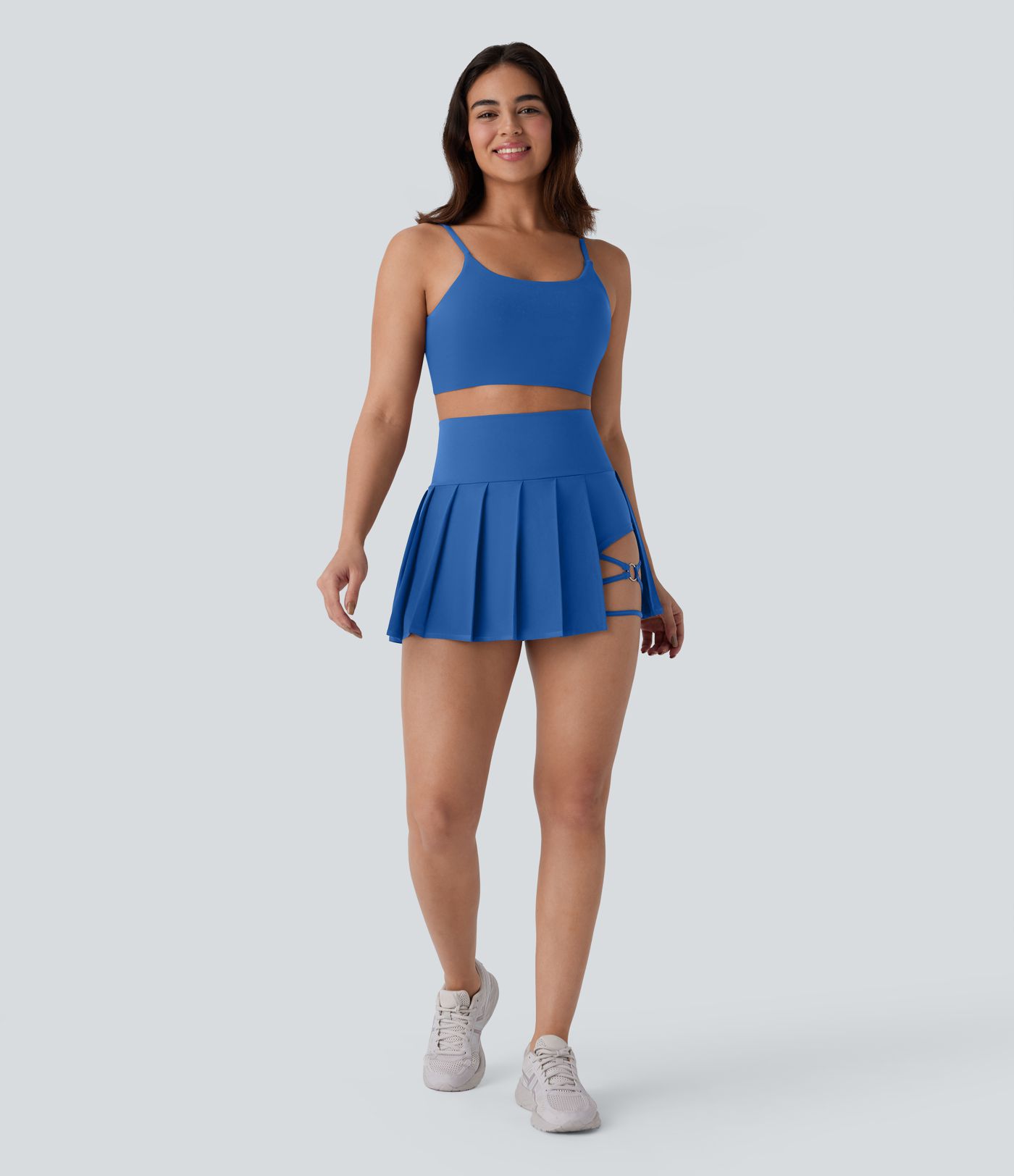 Breezeful™ High Waisted Pleated 2-in-1 Side & Pocket Asymmetric Hem Quick Dry Mini Dance Skirt