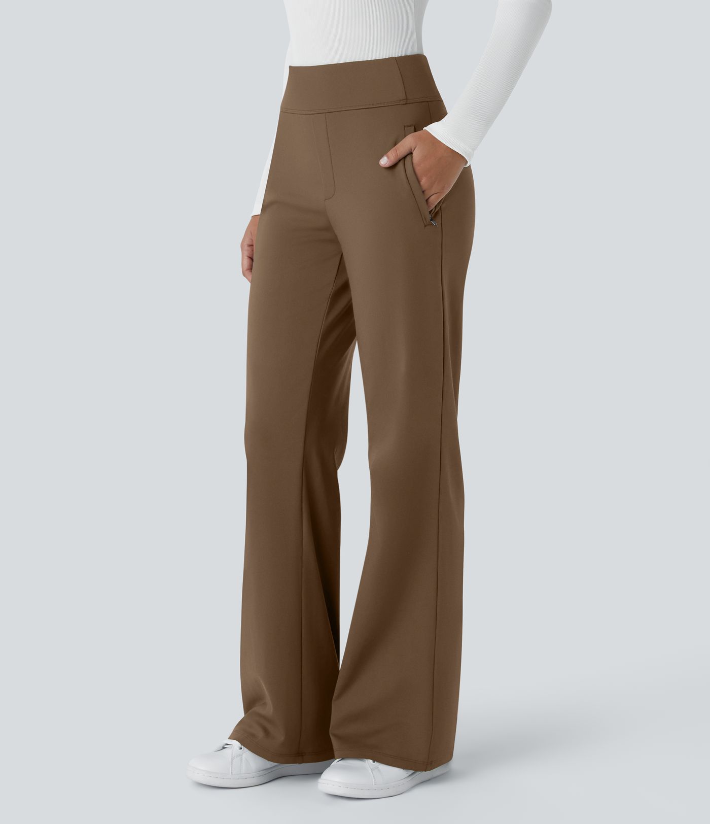 Pantalon tailleur évasé taille moyenne Halara Flex™ DayStretch avec zip latéral et poches