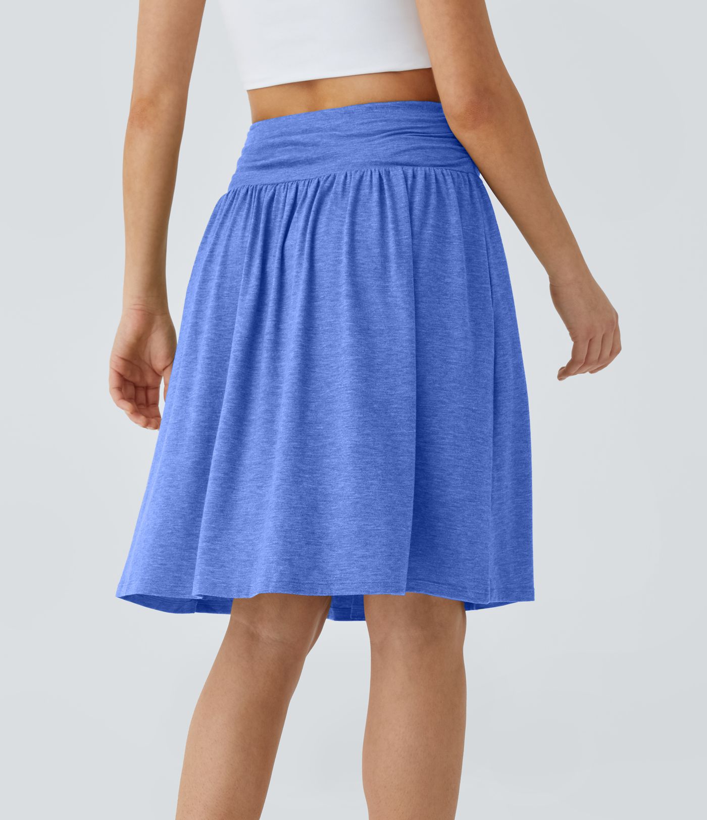 High Waisted Ruched Pocket Women Flowy Midi Skirt