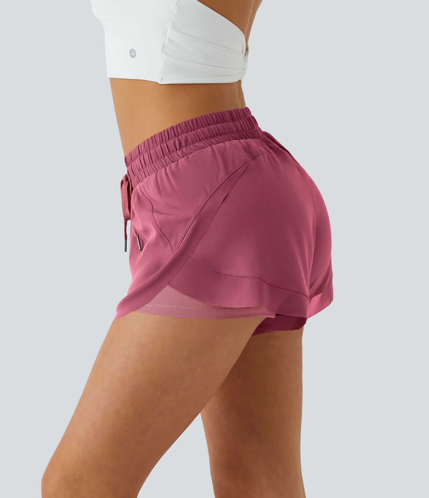Shorts Running 7,5cm 2 en1 Taille Mi-Haute Cordon de Serrage Empiècement Mesh Contrastant 