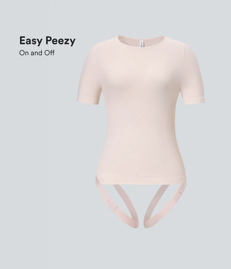 Seamless Flow Smoothing Adjustable Leg Straps Work Bodysuit-Easy Peezy