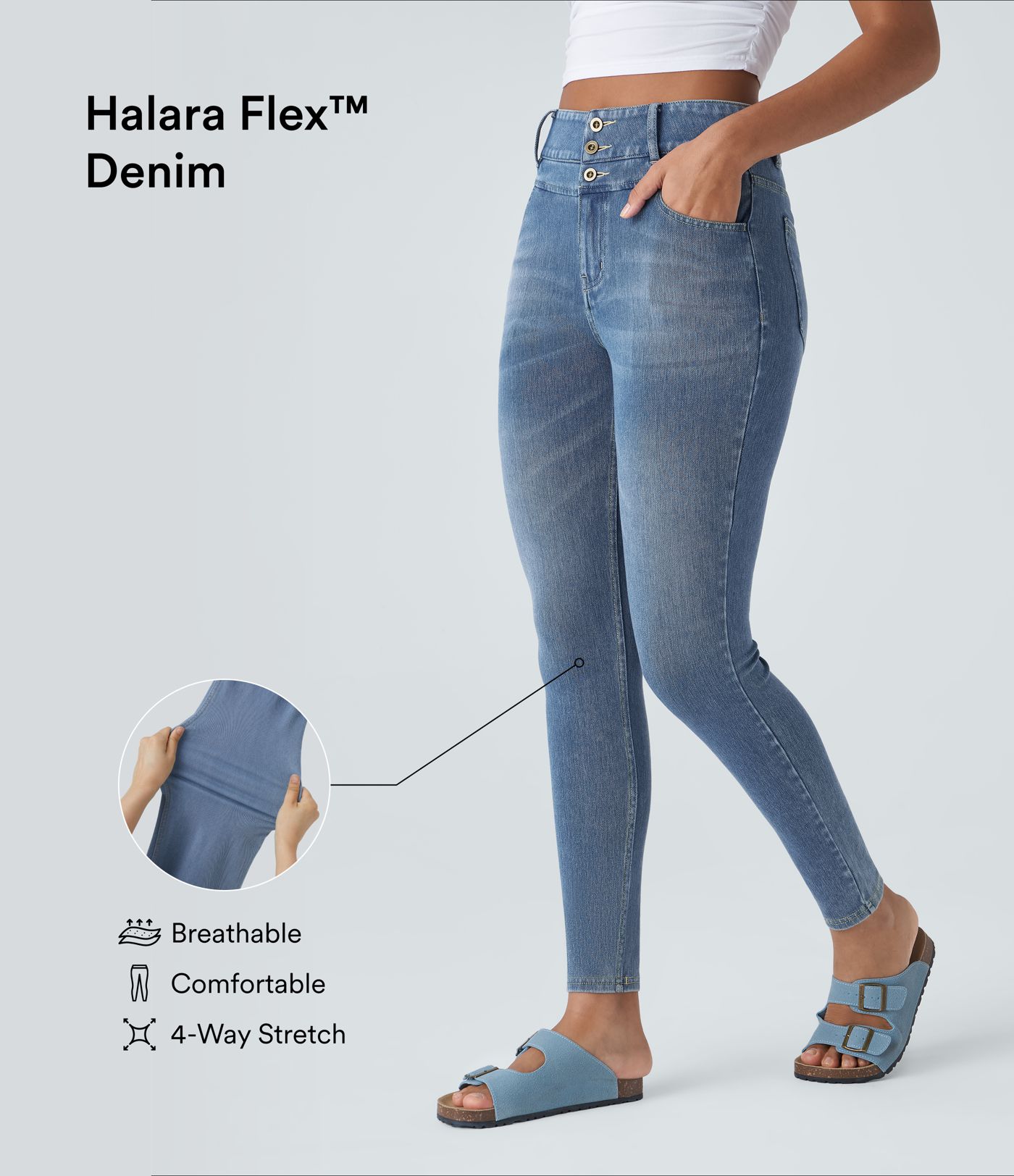 Halara Flex™ High Waisted Zipper Pockets Casual Skinny Jeans