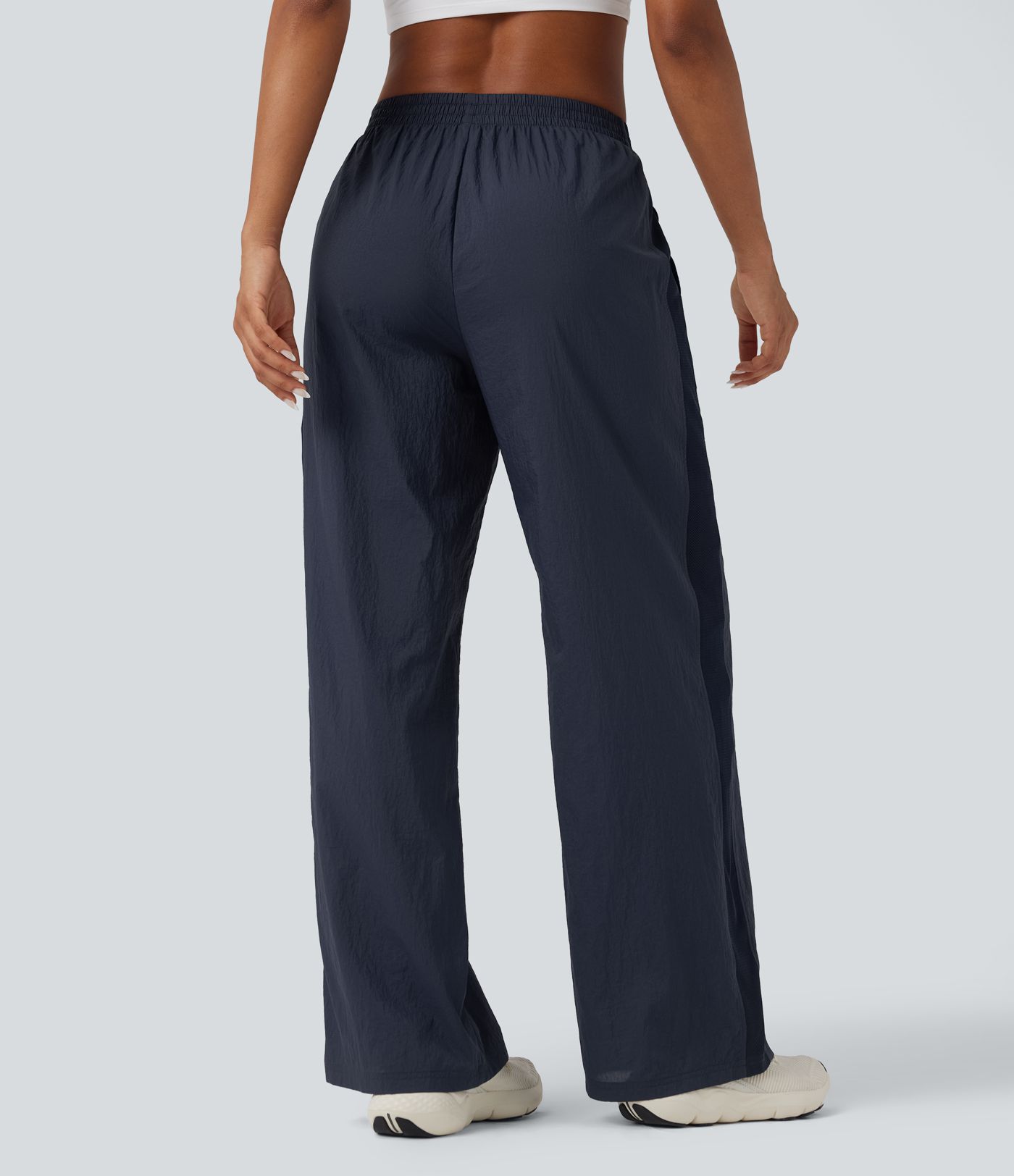 Durable Water Repellent Mid Rise Straight Leg Contrast Mesh Tennis Pants with Pockets