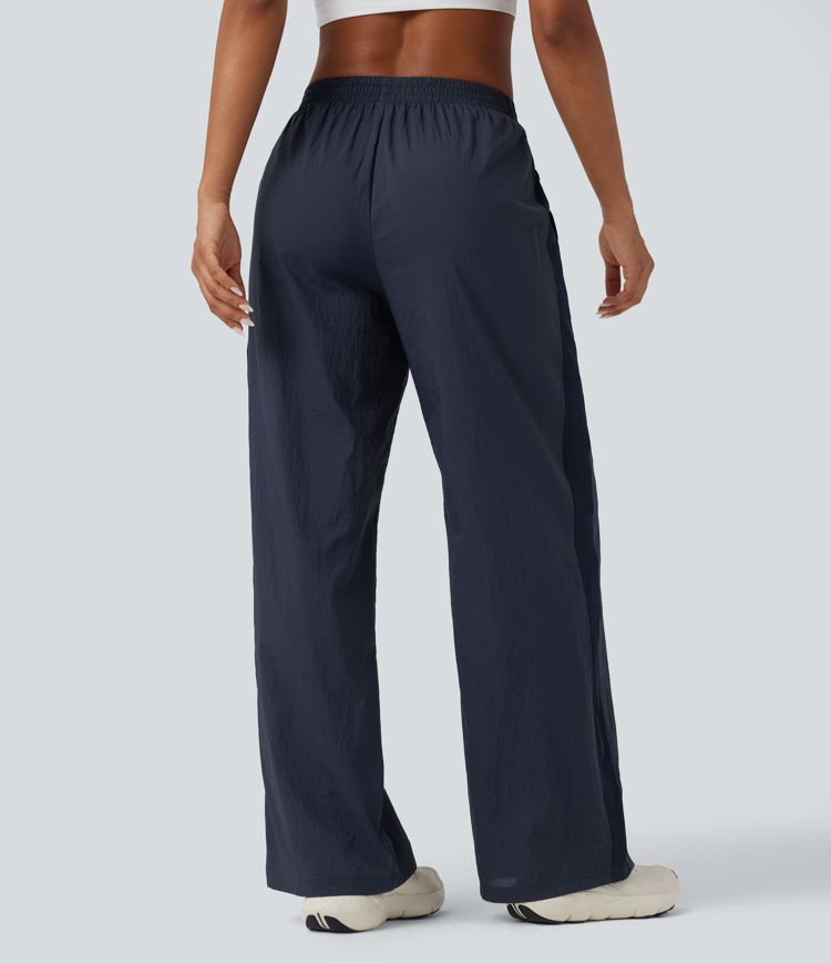 Durable Water Repellent Mid Rise Straight Leg Contrast Mesh Tennis Trousers with Pockets