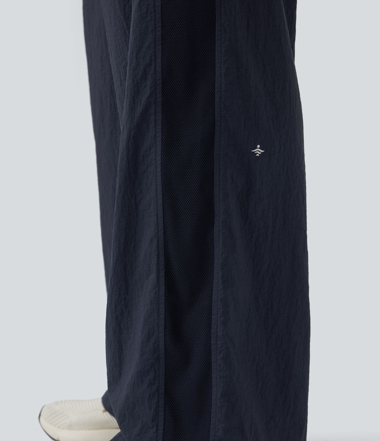 Durable Water Repellent Mid Rise Straight Leg Contrast Mesh Tennis Trousers with Pockets