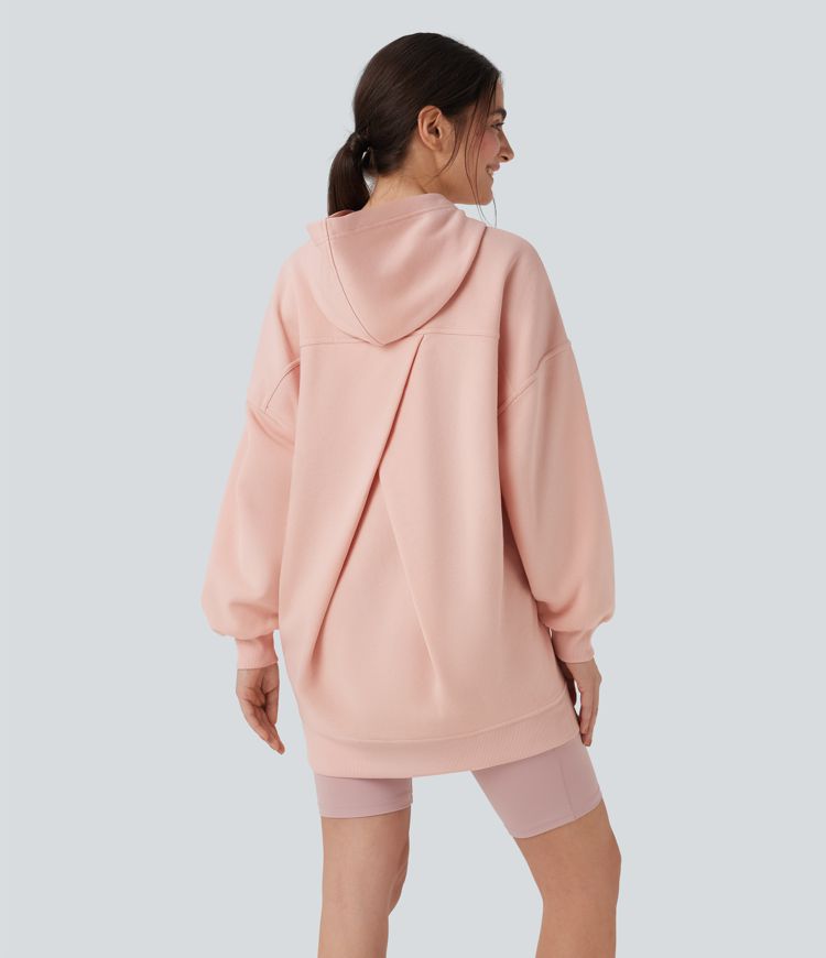 Peachy Keen Sudadera casual polar extragrande de manga larga con capucha y bolsillos / 1