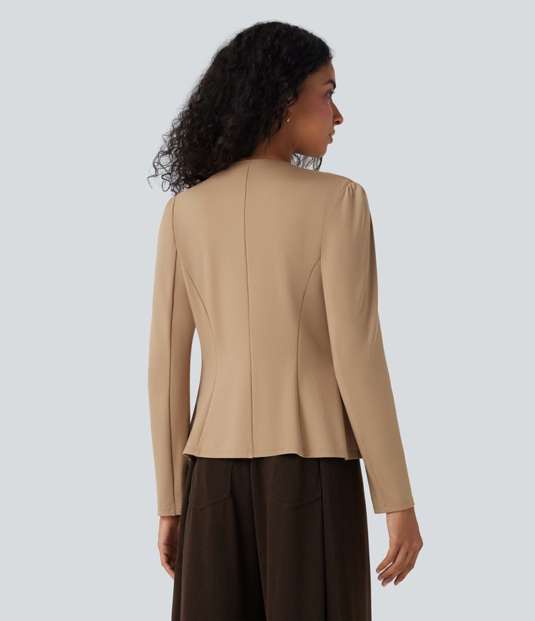 Round Neck Hook and Eye Work Blazer