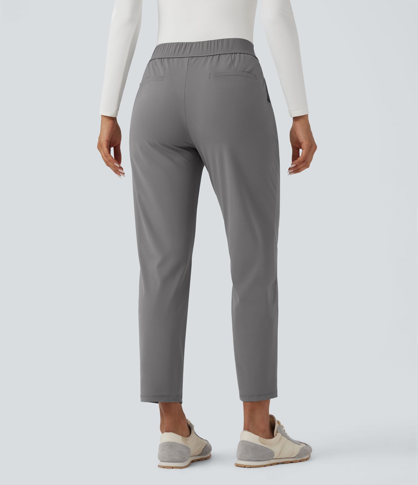 High Waisted Quick Dry Travel Tapered Pants with Pockets