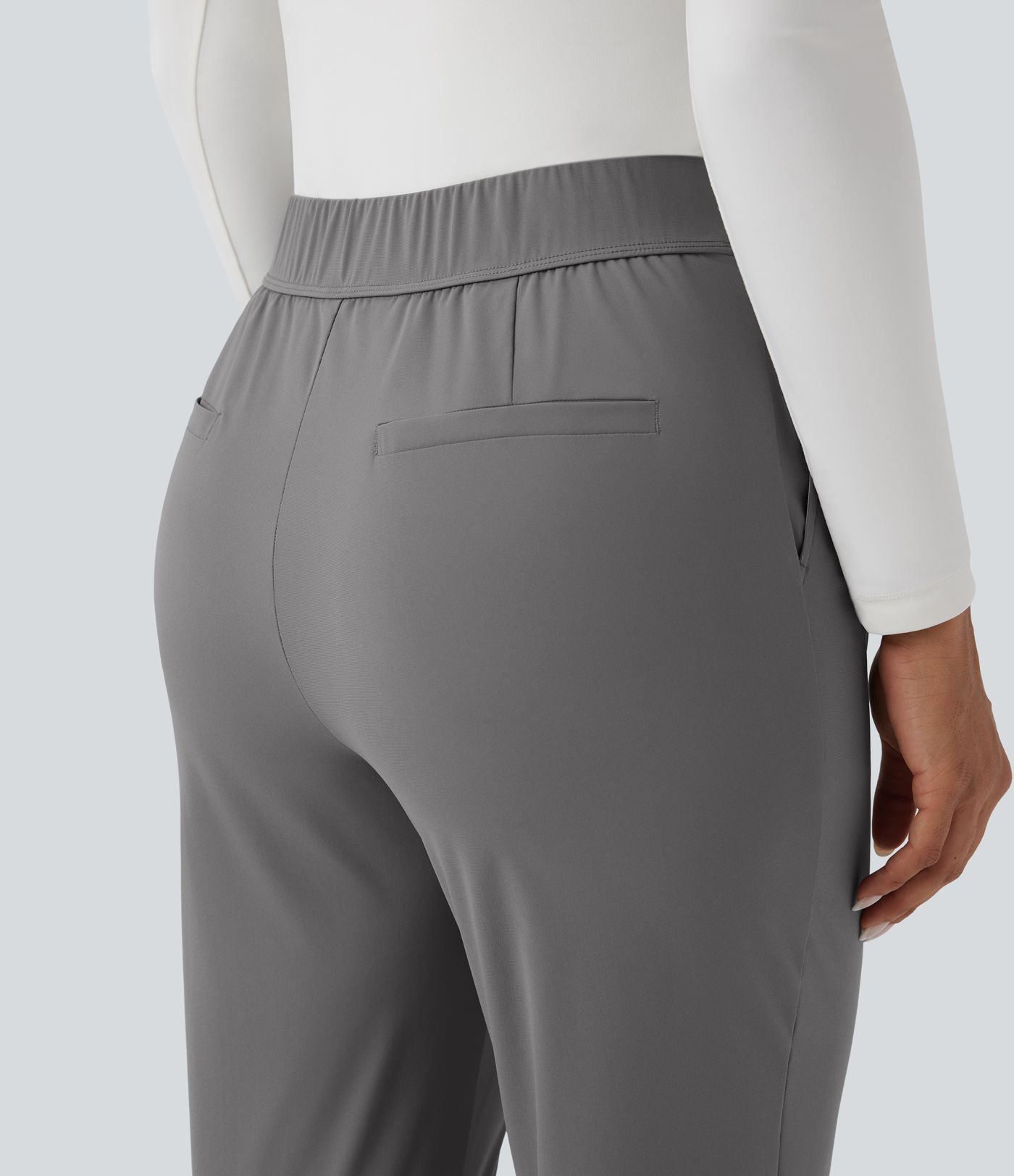 High Waisted Quick Dry Travel Tapered Pants with Pockets