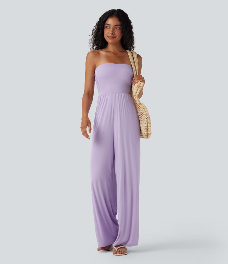 Ribbed Tube Tie Back Resort Jumpsuit with Pockets-Easy Peezy Edition