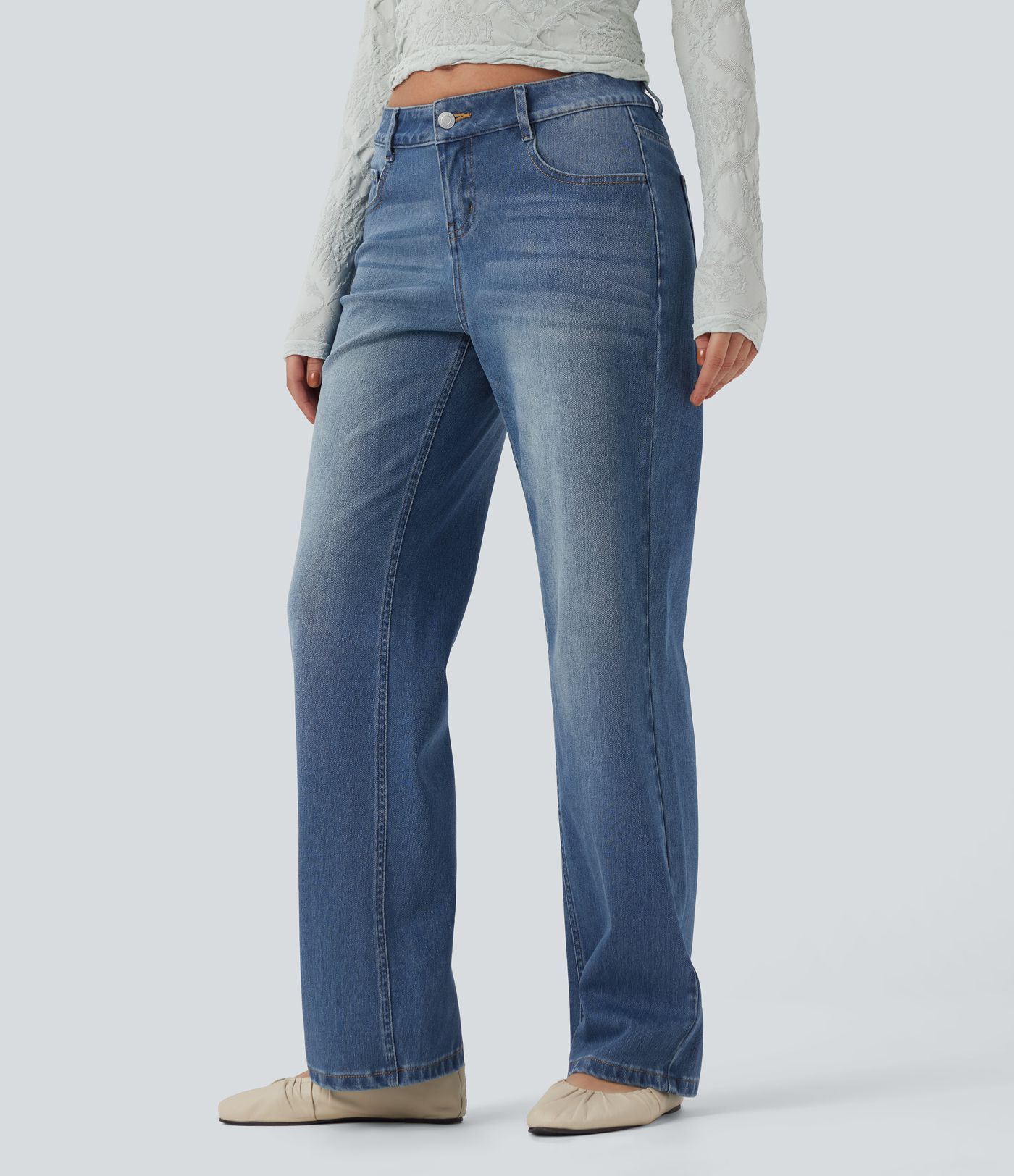 Halara Flex™ Low Rise Straight Leg Casual Jeans with Pockets