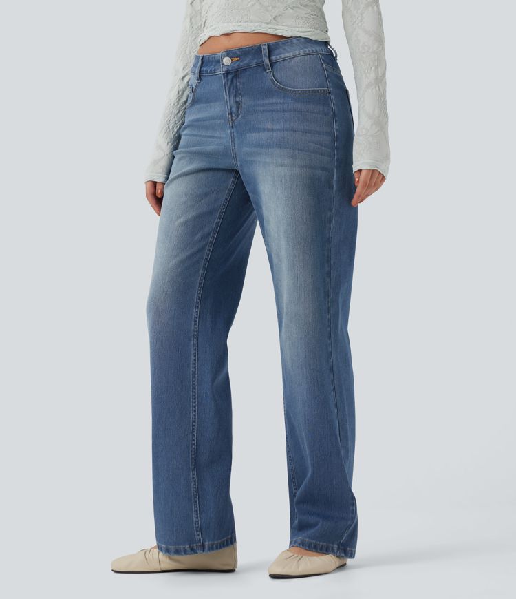 Halara Flex™ Low Rise Straight Leg Casual Jeans with Pockets