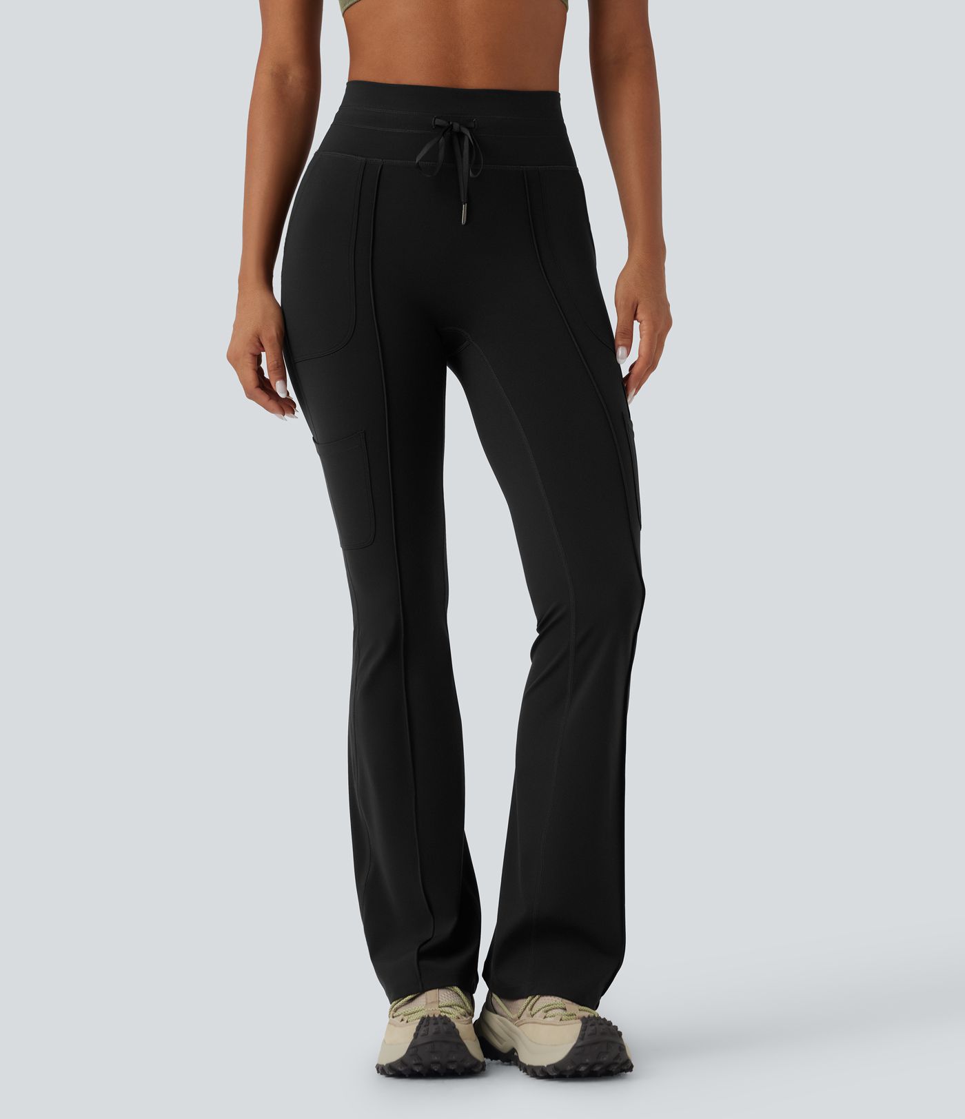 Halara UltraSculpt™ High Waisted Tummy Control Drawstring Hiking Bootcut Leggings with Pockets