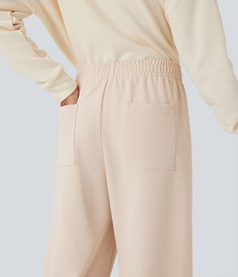 Mid Rise Straight Leg Workout Pants with Pockets