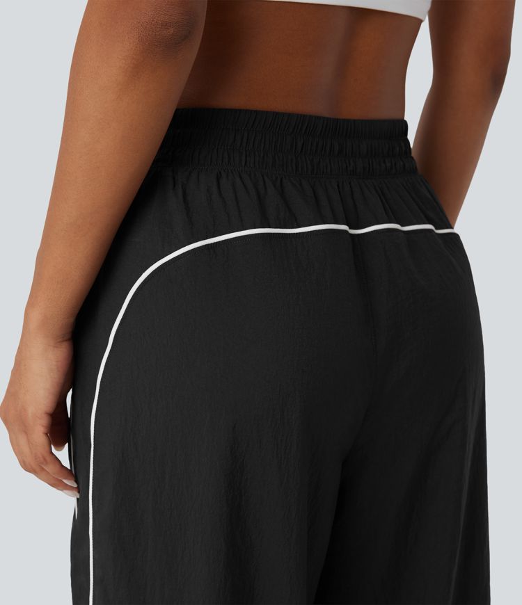 Lightweight Durable Water Repellent Low Rise Drawstring Color Block Cinchable Hem Running Joggers with Pockets