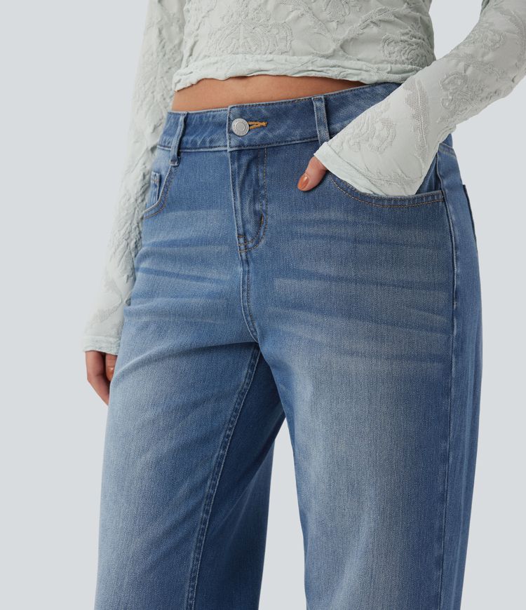 Halara Flex™ Low Rise Straight Leg Casual Jeans with Pockets
