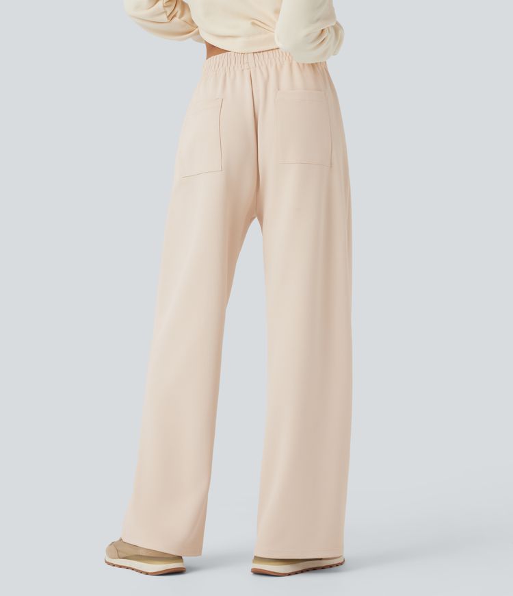 Mid Rise Straight Leg Workout Pants with Pockets