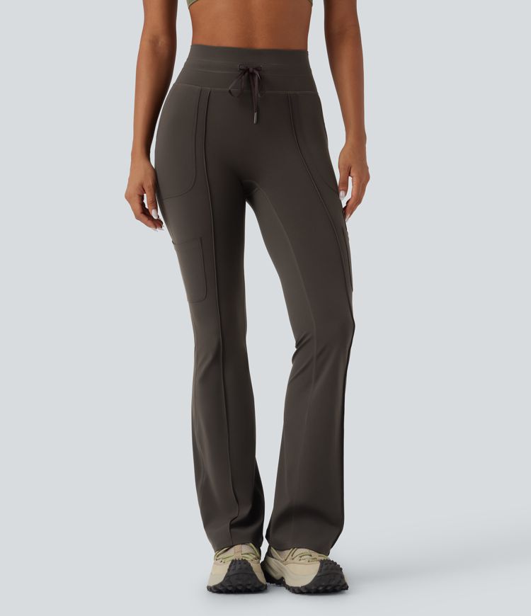 Halara UltraSculpt™ SoCinched High Waisted Tummy Control Drawstring Hiking Bootcut Leggings with Pockets
