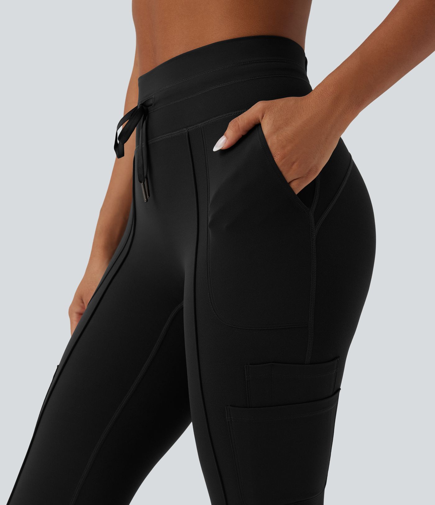 Halara UltraSculpt™ High Waisted Tummy Control Drawstring Hiking Bootcut Leggings with Pockets