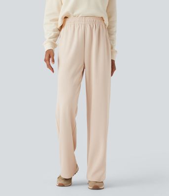 Mid Rise Straight Leg Workout Pants with Pockets