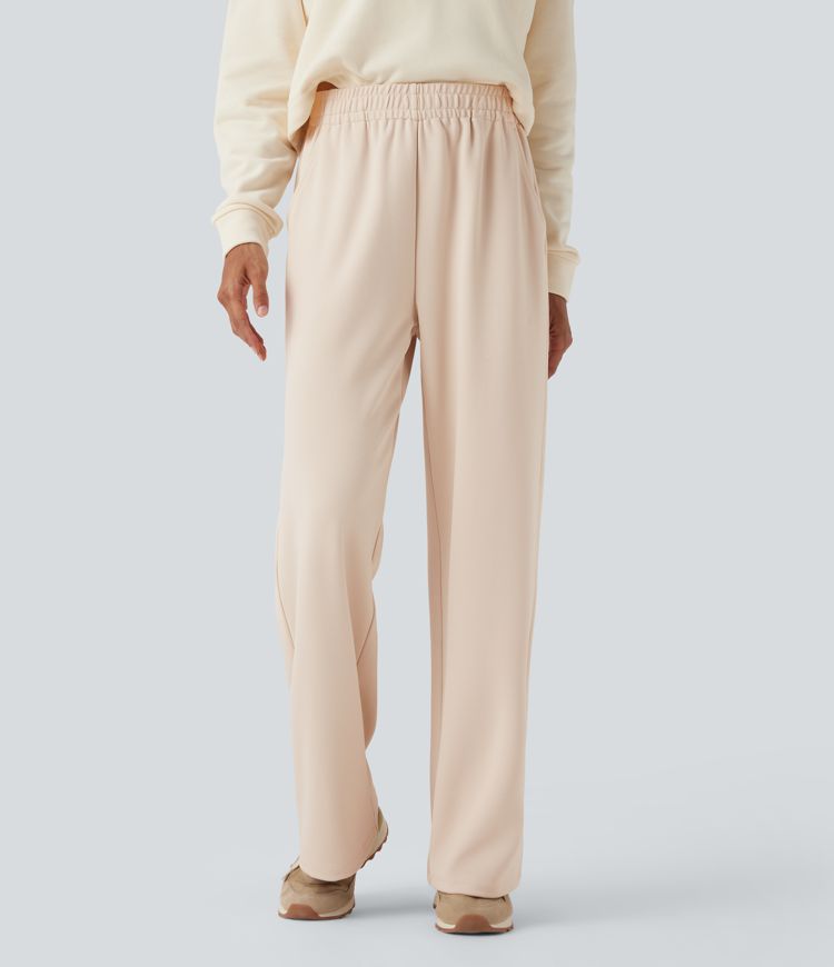 Mid Rise Straight Leg Workout Pants with Pockets