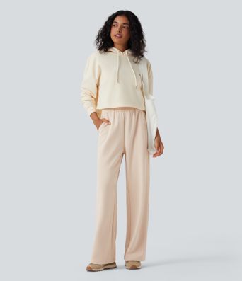 Mid Rise Straight Leg Workout Pants with Pockets