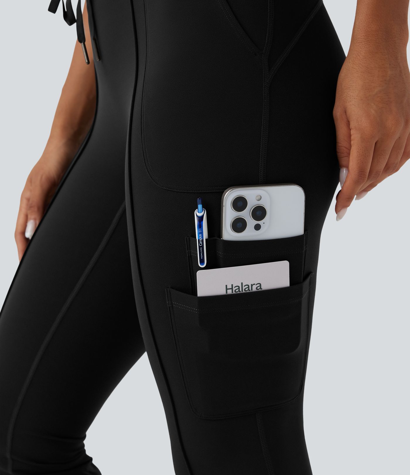 Halara UltraSculpt™ High Waisted Tummy Control Drawstring Hiking Bootcut Leggings with Pockets