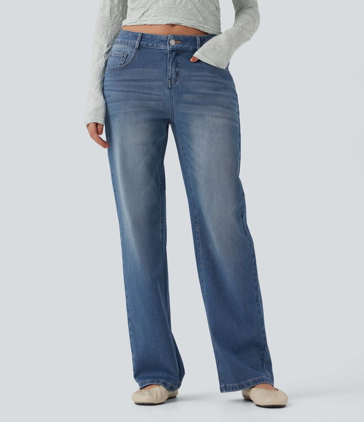 Halara Flex™ Low Rise Straight Leg Casual Jeans with Pockets