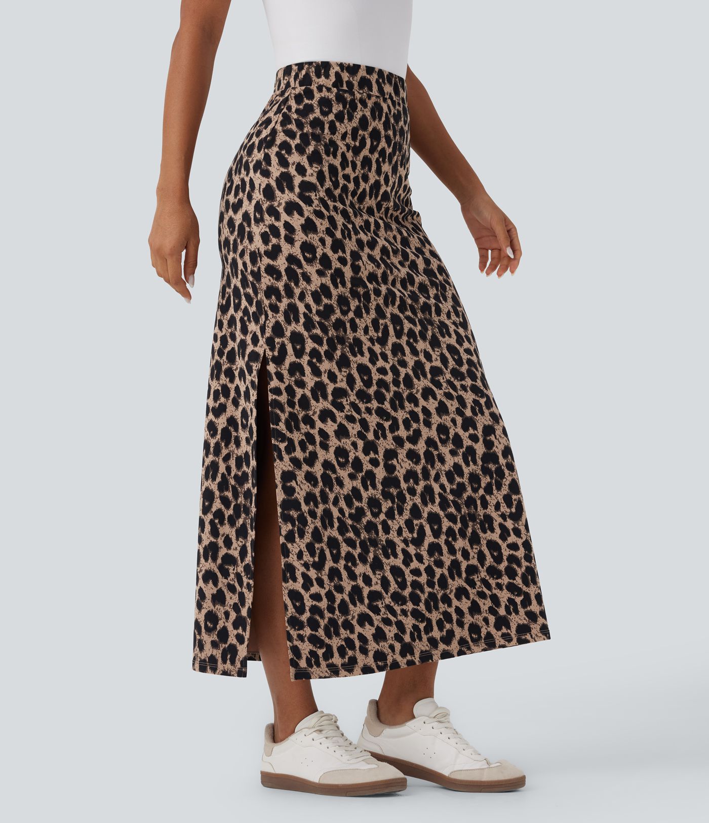 Halara UltraSculpt™ Leopard Print High Waisted Split Maxi Casual Skirt