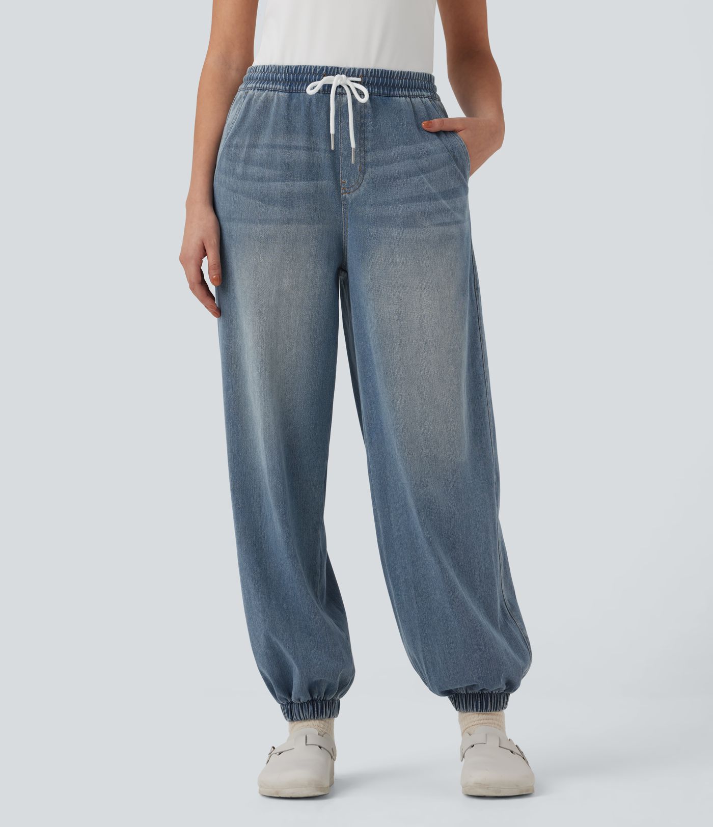 Halara Flex™ Mid Rise Drawstring Casual Sweatpants Jeans with Pockets