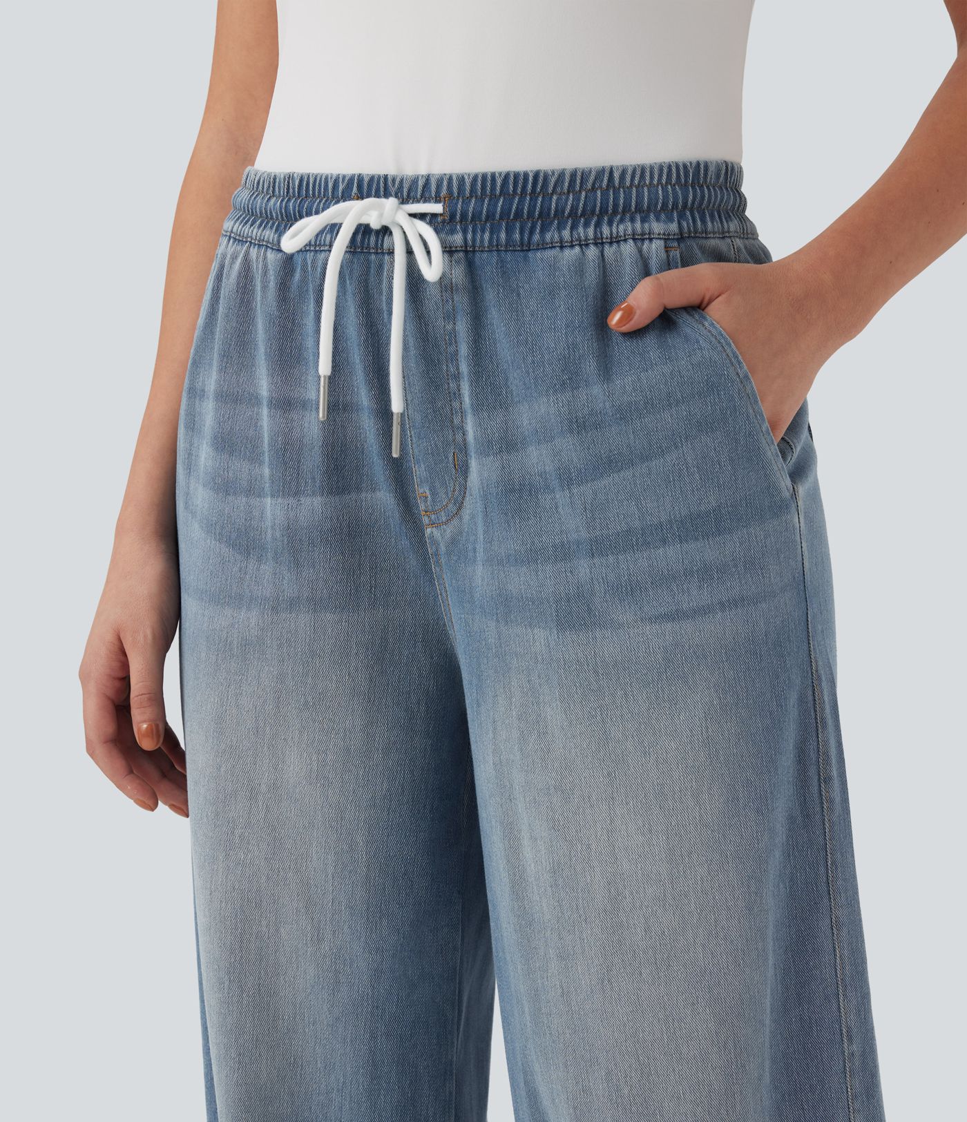 Halara Flex™ Mid Rise Drawstring Casual Sweatpants Jeans with Pockets