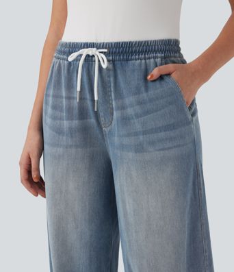 Halara Flex™ Mid Rise Drawstring Casual Sweatpants Jeans with Pockets