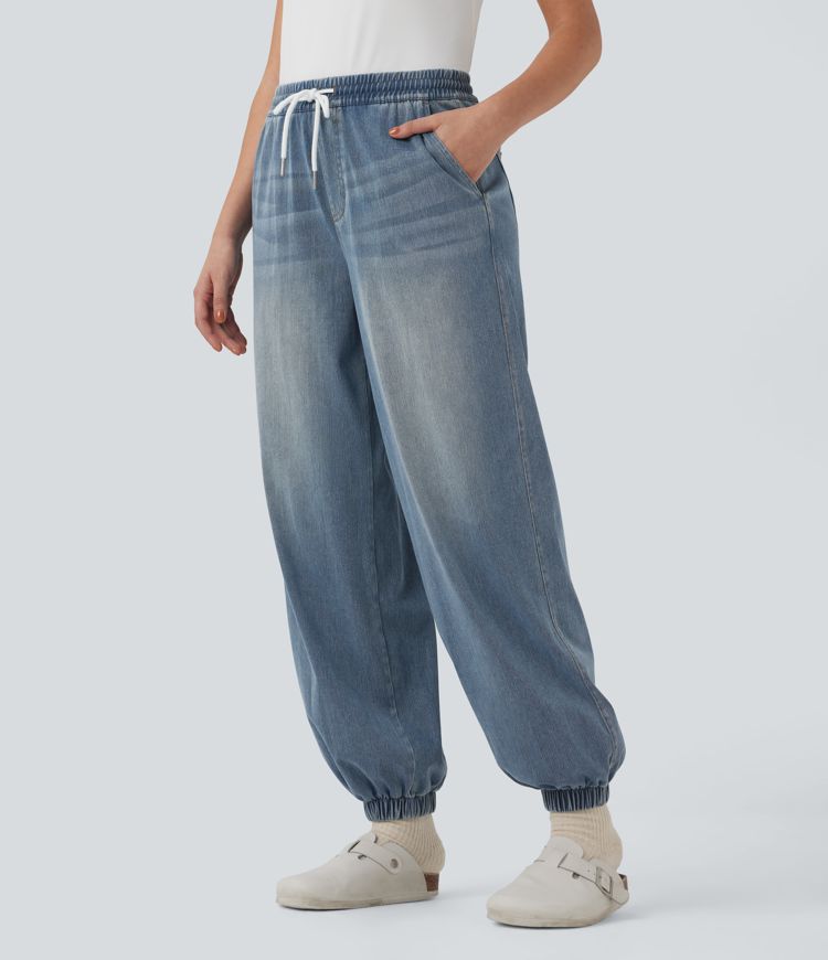 Halara Flex™ Mid Rise Drawstring Casual Sweatpants Jeans with Pockets