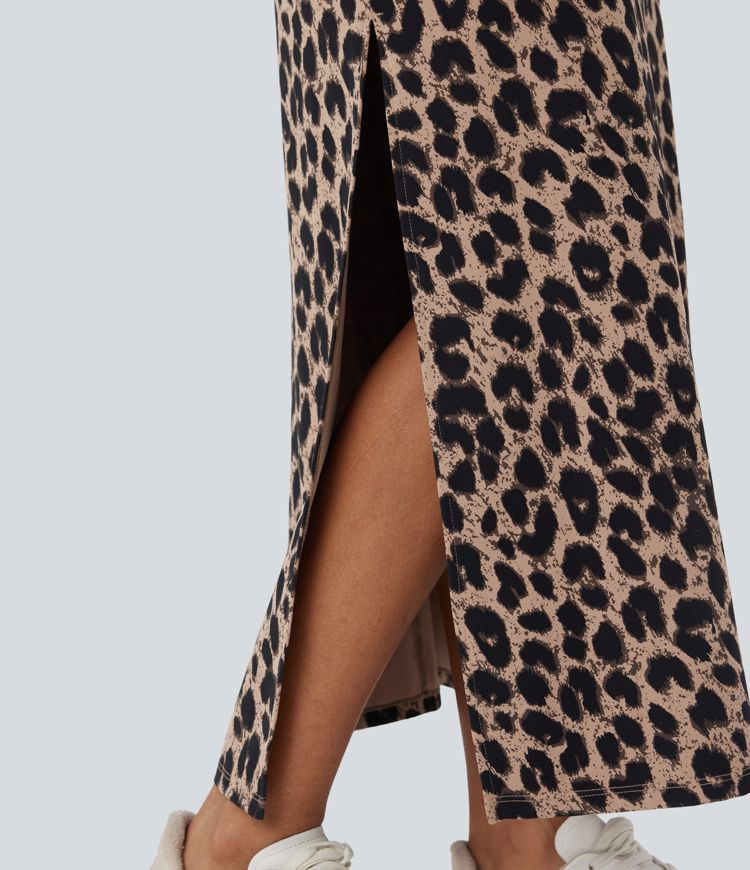 Women's Halara UltraSculpt™ Leopard Print High Waisted Split