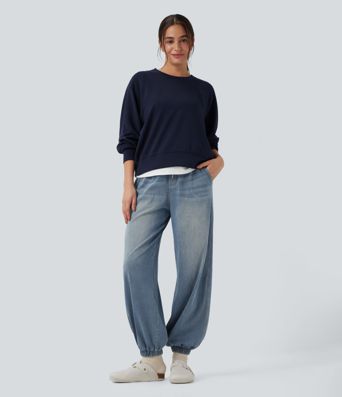 Halara Flex™ Mid Rise Drawstring Casual Sweatpants Jeans with Pockets