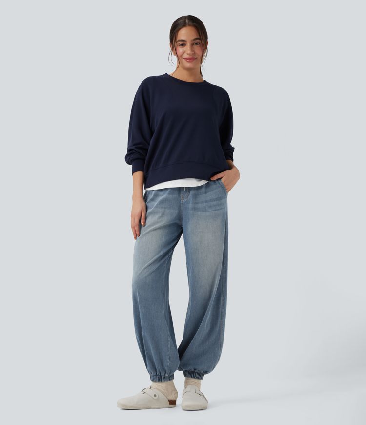 Halara Flex™ Mid Rise Drawstring Casual Sweatpants Jeans with Pockets