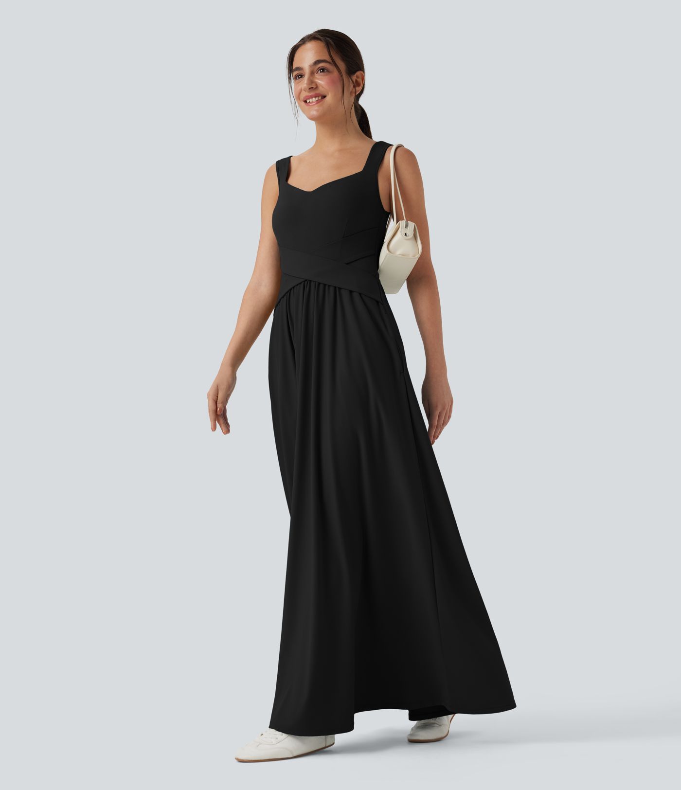 Flowy Women Sleeveless Maxi Casual Long Dress with Pockets