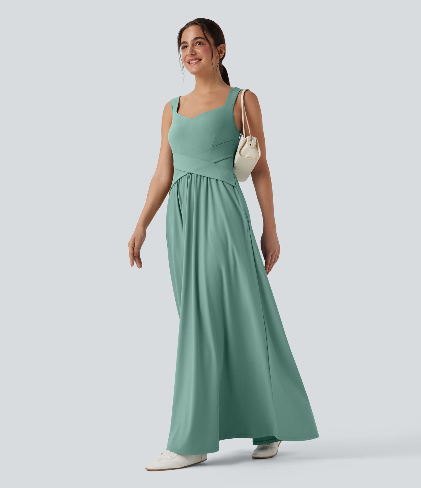 Robe maxi casual fluide dos nu avec poches