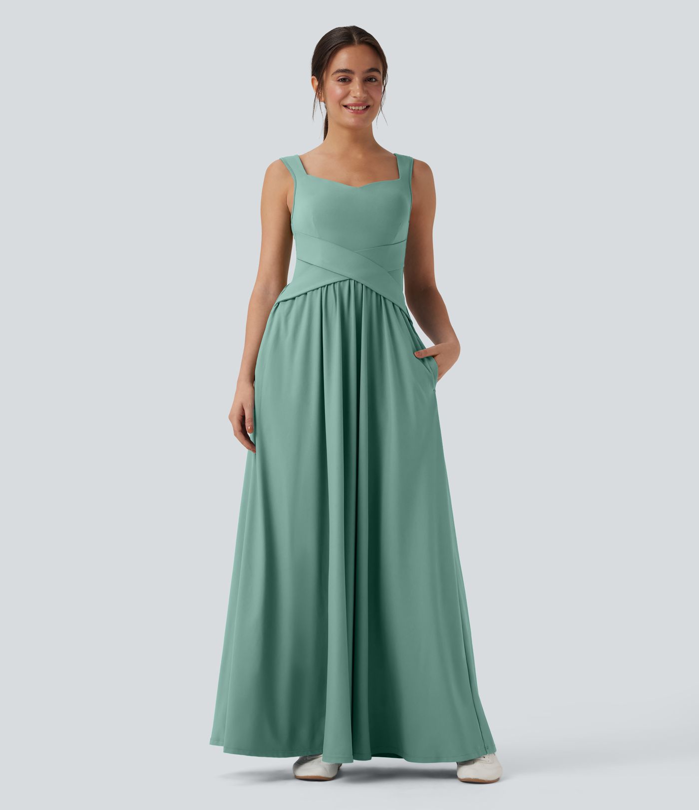 Robe maxi casual fluide dos nu avec poches