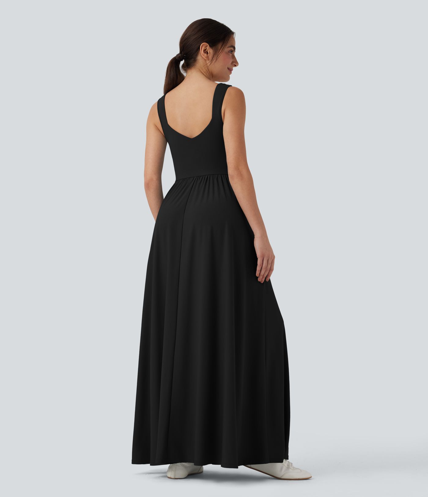 Flowy Women Sleeveless Maxi Casual Long Dress with Pockets