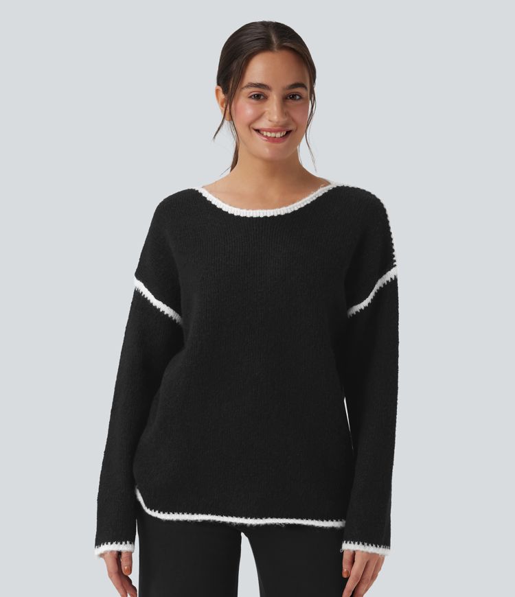 Color Block Relaxed Casual Jumper